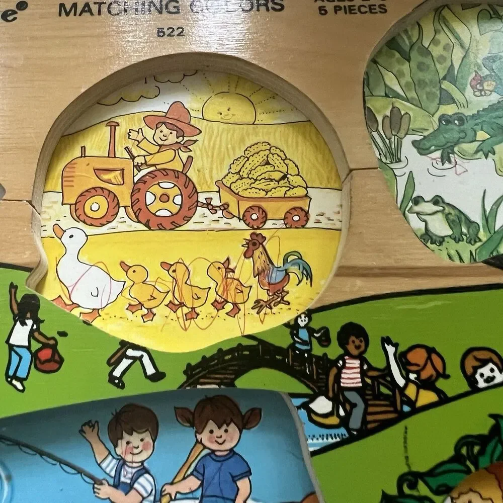 Vintage Fisher Price Wooden Puzzle 522 Matching Colors Malta 1979